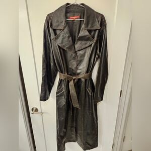 Vintage - Spy/Sleuth Jennyfer J. Black Polyurethane Trench Rain Coat - Size 2X
